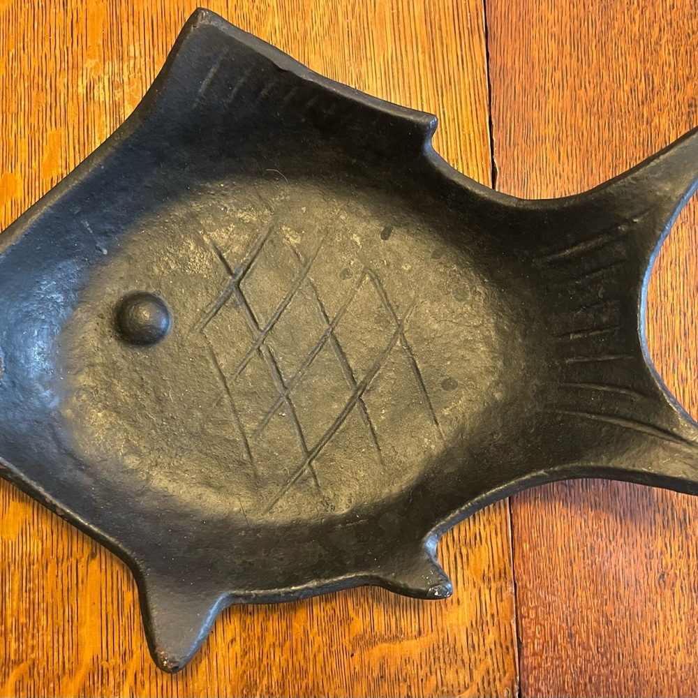 Vintage Japanese Cast Iron Black Fish Tray